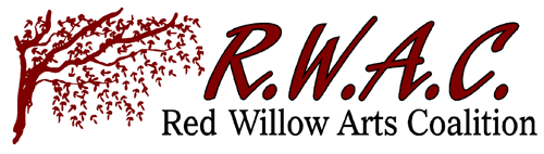 Logo featuring a stylized tree with red leaves on the left and the text "R.W.A.C." in large red script, with "Red Willow Arts Coalition" written below in black, highlighting the creative spirit of Red Willow Arts.