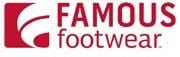 The Famous Footwear logo features a red stylized "F" alongside the words "FAMOUS footwear" in bold red text set against a clean white background.