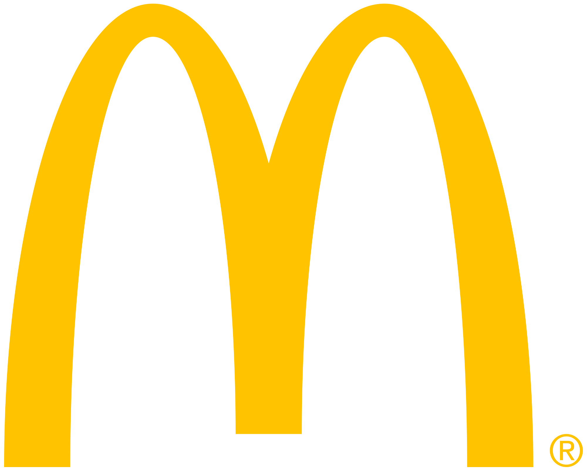 The image shows the McDonald's logo, featuring a bold, yellow letter "M" shaped like two golden arches on a transparent background, representing the iconic McDonald's brand.