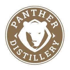 Circular logo for Panther Distillery featuring a minimalist panther face in the center, with "PANTHER DISTILLERY" boldly encircling the edge on a rich brown background, reflecting Panther Distillery’s modern and refined style.