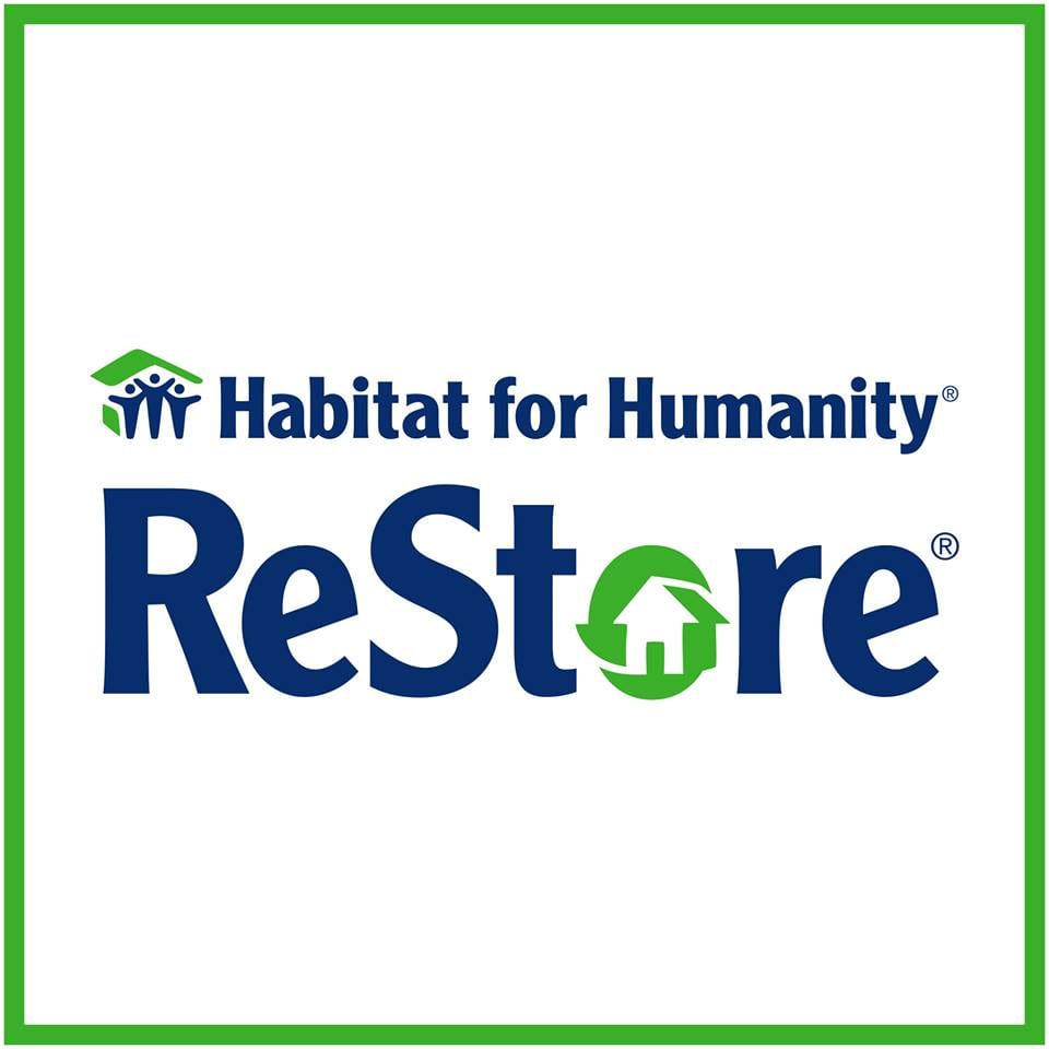 Habitat for Humanity ReStore logo features blue and green text, with a house icon inside the “o” of “ReStore.” The design is highlighted by a green border, representing Habitat for Humanity ReStore’s commitment to community and sustainability.