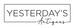 Black and white logo featuring "YESTERDAY’S" in bold uppercase within a rectangular outline, with "Antiques" in elegant script overlapping the rectangle—perfect for capturing Yesterday's timeless charm.